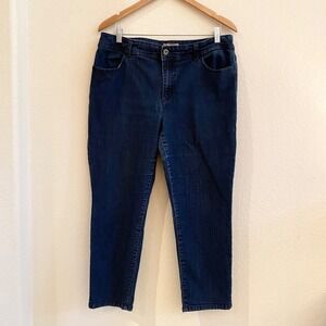 Chicos Jeans Ankle Straight Leg Dark Wash Embellished Size‎ 2.5